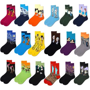 Chaussettes pour hommes, assortiment de festivité en coton, avec plusieurs couleurs, pour artiste, vente en gros,