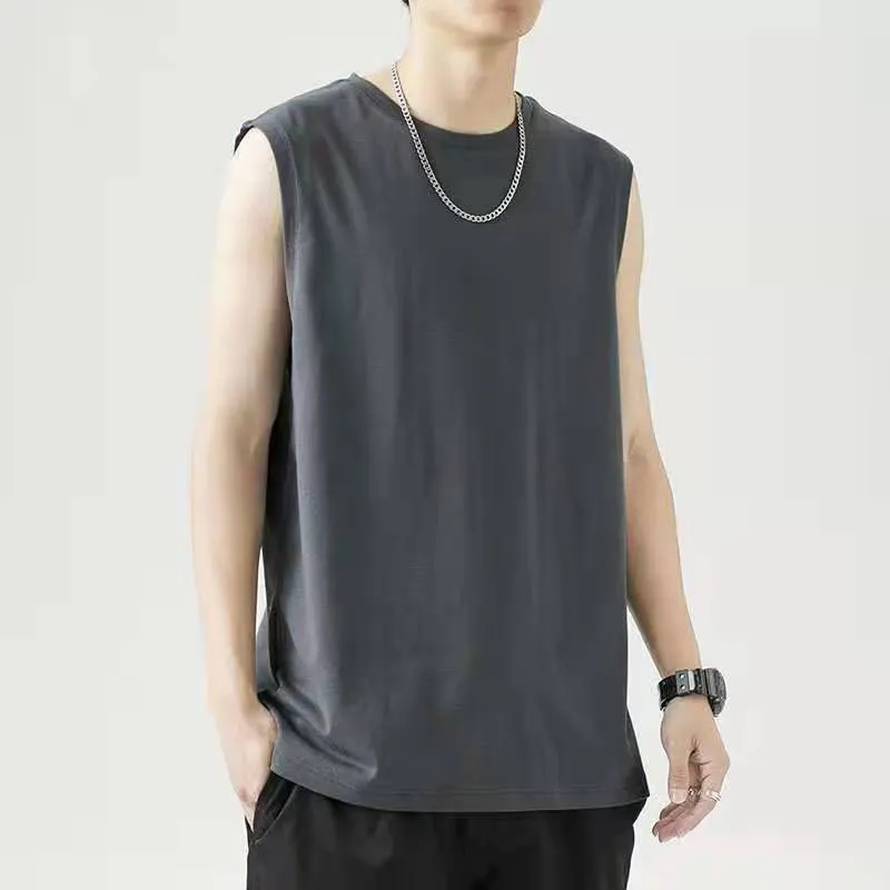 Wholesale Sleeveless 100% Cotton Singlet Mens Blank Solid Vest Men Fitness Tank Top Workout Gym Shirt Sleeveless