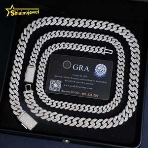 Lisci New Moon 10mm 13mm 2 file a maglie cubane con motivo a catena Moissanite bracciale cubano collana con diamanti Hip Hop - Product Image 1