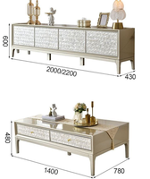 Meuble TV de style américain, luxe léger, unité de rangement domestique en bois massif de qualité supérieure, ensemble console TV et table basse pour salon.