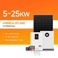 Kit Système Solaire Hybride Hors Réseau 5KW 10KW 15KW pour Usine, avec Batterie au Lithium Fer Phosphate et Onduleur à Onde Sinusoïdale Pure pour Usage Domestique