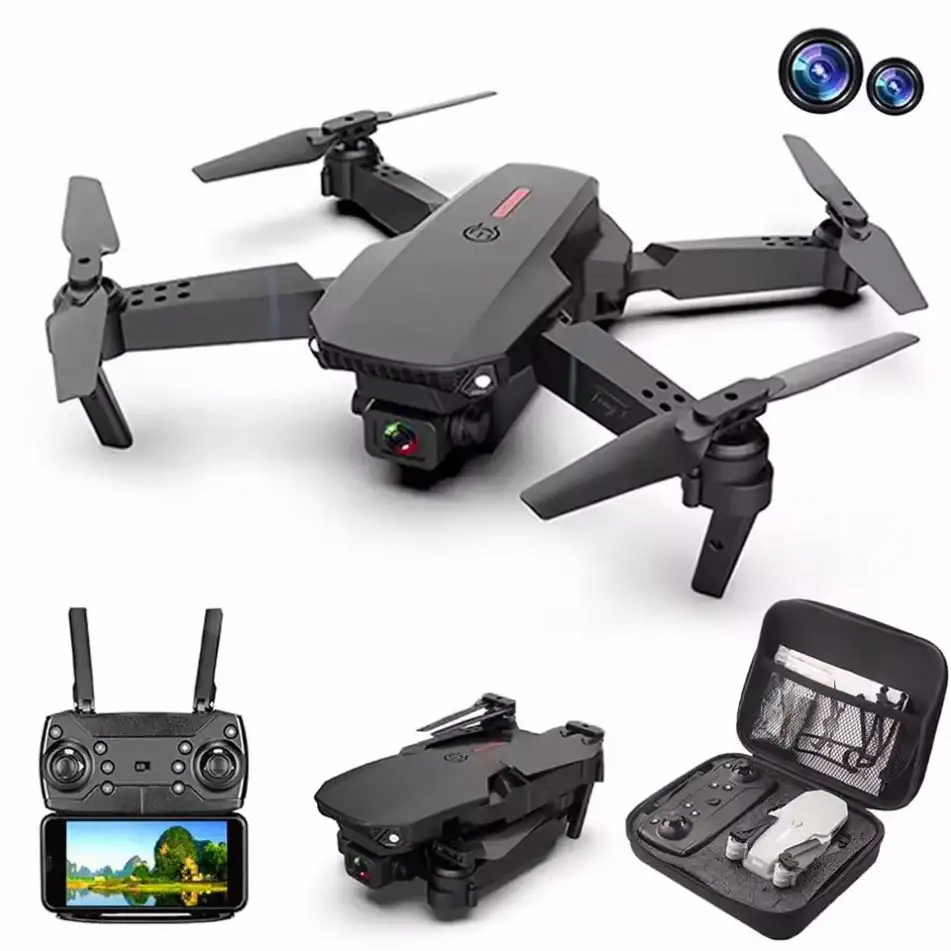 E88 Evo Drone Tùy Chỉnh 4K Dual HD RC Máy Bay Trực Thăng Không Chổi Than Máy Điều Chỉnh Tốc Độ Kid Drone Một Chìa Khóa Trở Lại Người Mới Bắt Đầu Máy Bay Không Người Lái