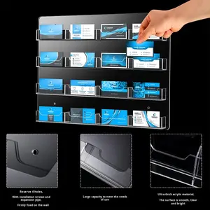Moderno Soporte de <span class=keywords><strong>Pared</strong></span> para Tarjetas de Visita de Acrílico Transparente con Adhesivo, Exhibidor de Tarjetas Múltiples, Soporte de Corte - Product Image 4