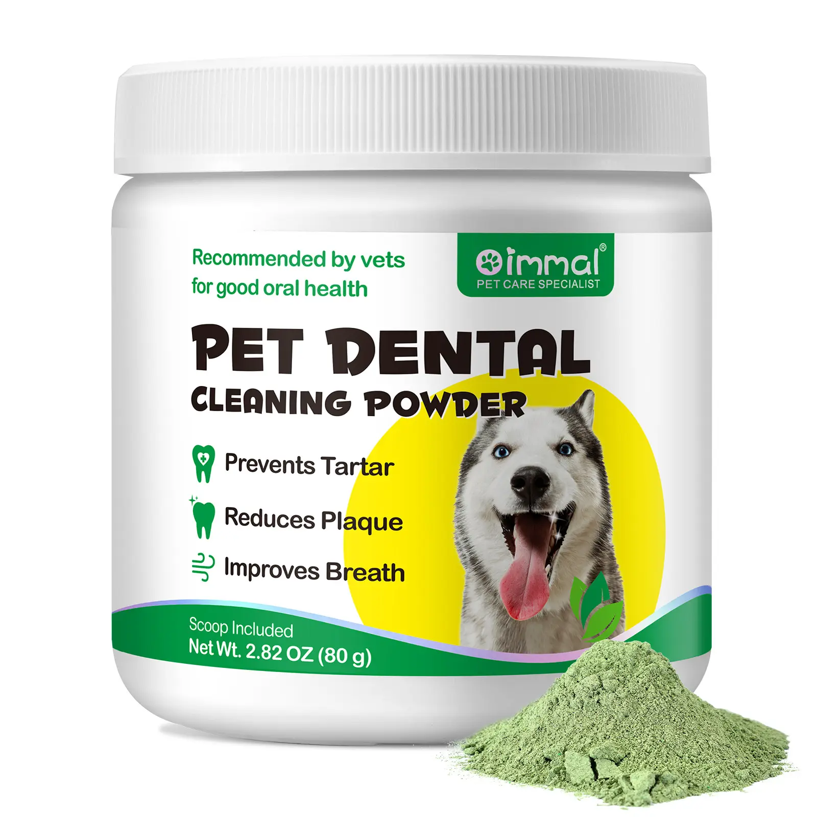Oimmal Pet ağız bakımı organik 80g köpek dişleri parlak beyazlatma köpekler için Smiles diş temizleme tozu diş Tartar önler