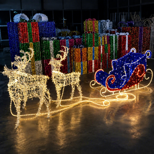 Large Christmas Santa Claus Reindeer Carriage Motif <b>Light</b> For Outdoor Festival Display Decoration - Product Image 1