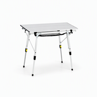 Table de camping portable, légère, pliable, design moderne, pieds réglables, en aluminium, forme carrée, sac de transport, pour la plage
