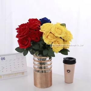 LFR081 vente en gros <span class=keywords><strong>pas</strong></span> <span class=keywords><strong>cher</strong></span> prix Couleur rouge Soie Rose Fleurs Bouquets de mariage Artificielle <span class=keywords><strong>Buisson</strong></span> de fleurs - Product Image 3