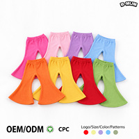 Pantalon évasé côtelé pour filles, leggings patte d'éléphant pour tout-petits, couleur unie, taille élastique, pantalon pour enfants, fournisseur OEM en gros