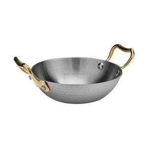 Bol à salade en acier inoxydable poli miroir de qualité supérieure, poignées classiques, design à rayures verticales, cadeaux d'affaires, emballage carton - Product Image 1