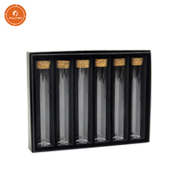 Belle boîte à thé vide en papier personnalisée, finition mate noire, avec 6 tubes en verre