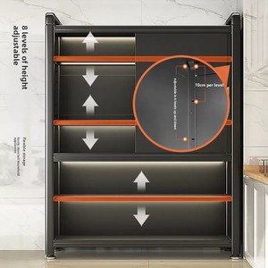 Meuble <span class=keywords><strong>de</strong></span> rangement <span class=keywords><strong>de</strong></span> <span class=keywords><strong>cuisine</strong></span> autoportant en métal avec portes coulissantes, organisateur <span class=keywords><strong>de</strong></span> garde-manger multi-niveaux anti-poussière pour micro-ondes et ustensiles <span class=keywords><strong>de</strong></span> cuisson - Product Image 3