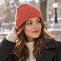 Bonnes affaires : Bonnets tricotés d'hiver sportifs, décontractés, unisexes, personnalisables, avec col pliable – Bonnets chauds d'hiver en maille mélangée