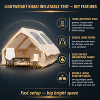 Carpa Inflable Ligera de Doble Capa para 6-10 Personas, Portátil, Impermeable, Fácil de Instalar, para Exteriores, de Oxford, para las Cuatro Estaciones