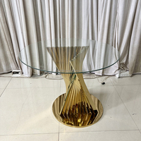 SMS Silber&Gold Edelstahl Bankett-Tisch mit Goldener Glasplatte für Hochzeiten, Events, Hotel-Partys, Esszimmer-Set Inklusive Metallstühle