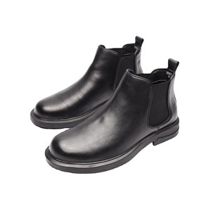 2026 Men's Genuine Leather Anti-Slip Black Cowhide Boots Mid-Top Soft Sole Short Boots Thick Sole - Product Image 4