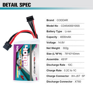4S بطارية ليثيوم أيون 14.8 فولت 10C ليثيوم أيون 21700 خلية RC حزمة ل RC قارب سيارات FPV طائرة هليكوبتر RC كوادكوبتر - Product Image 5