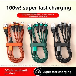 Cable 3 en 1 de 100W Platinum Fishing Net Weave para Android, para teléfonos móviles / Conectores Micro <span class=keywords><strong>USB</strong></span>/Tipo-<span class=keywords><strong>C</strong></span>, Carga Rápida de 6A - Product Image 3