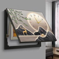 Boîte à compteur électrique en porcelaine de cristal de paysage de luxe moderne, interrupteur d'alimentation, cache-mur, décoration murale, peinture suspendue avec horloge