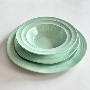 Moderno stile crema verde melamina finte porcellane di fascia alta usa e getta occidentale piatto profondo per la casa cappello di paglia - Product Image 5