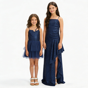 Vestido de fiesta familiar de malla con lentejuelas personalizado de alta calidad A&J para adolescentes, hermanas, fabricante mayorista de fábrica - Product Image 1