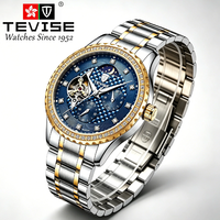 Montre TEVISE personnalisée en acier inoxydable, montre mécanique automatique de luxe pour homme, montre tourbillon pour homme, fabricant OEM