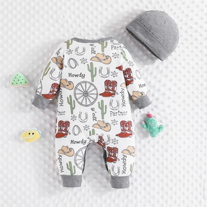 Monos de Bebé Personalizados de Alta Calidad, Monos para Recién Nacidos con Manga Larga y Estampado de Dibujos Animados, Monos para Bebés Niñas al por Mayor con Gorro - Product Image 2