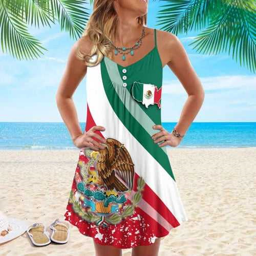 Hot Sell Ladies Sundress Mexican Custom Stretchy Adjustable Buckle Casual  Dresses Women Mexico Summer Sexy Sleeveless Mini Dress| Alibaba.com