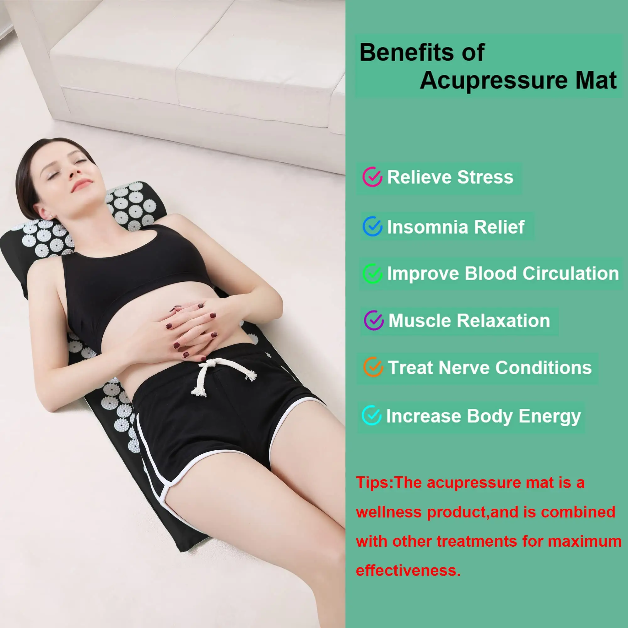 Acupuncture Massage Yoga Mat Back Body Head Neck Foot Relieve Pain Stress Spike Acupressure Mat Needle Massager Cushion Pillow