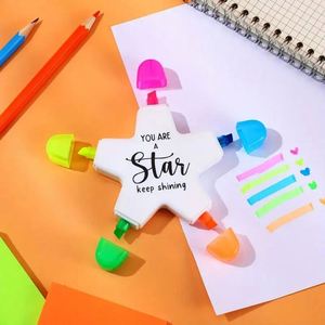 Surligneurs fluorescents en forme d'étoile, marqueurs multicolores motivants, 5 couleurs vibrantes pour collègues, bureau, rentrée scolaire - Product Image 2