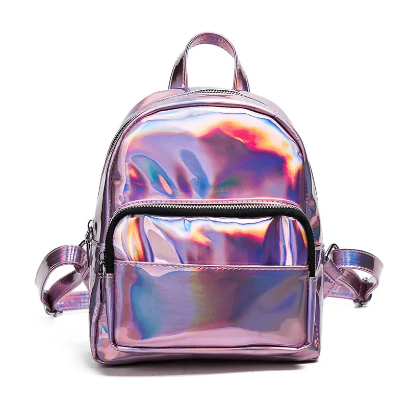 Waterproof mini cute shiny hologram laser girl casual backpack pvc bag