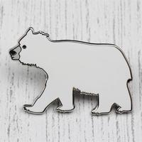 Fabricant Usine Designer Ours Polaire Argent Brillant Métal Artisanat Insigne Cadeaux Logo Personnalisé Épinglette Épingles en émail dur et doux
