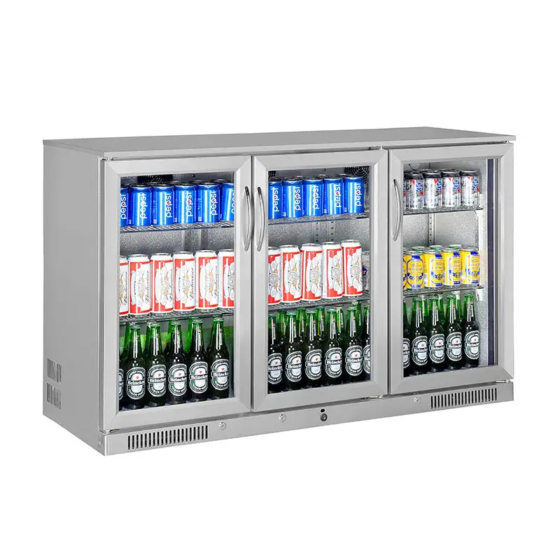 Commercial Kitchen Stainless Steel Under Counter Refrigerator 3 Glass Door Fridge Beer Cooler Fridge Freezer