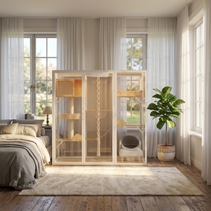 Villa pour chat de haute qualité, cage panoramique pour chat d'intérieur en bois massif de luxe, toutes saisons - Product Image 3