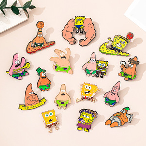 <span class=keywords><strong>Bob</strong></span> <span class=keywords><strong>Esponja</strong></span> Paibig estrella broche dibujos animados lindo Anime Metal decoración insignia oro grabado estilo universitario accesorios personalizados - Product Image 1