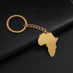Llavero Personalizado con Logotipo en Chapado en Oro, Colgante de <span class=keywords><strong>Mapa</strong></span> <span class=keywords><strong>Africano</strong></span> Liso, Llaveros de Acero Inoxidable en Blanco para Venta al Por Mayor - Product Image 2