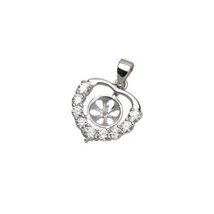 Accessoires DIY pour femmes, pendentif en argent S925 en forme de cœur avec agate de jade et perle de 10-11 mm, plaqué or, sertissage vide 646 - Product Image 4