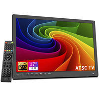 Téléviseur portable à écran plat numérique Jexiop de 17 pouces avec résolution ATSC/DVB-T2 720P Noir