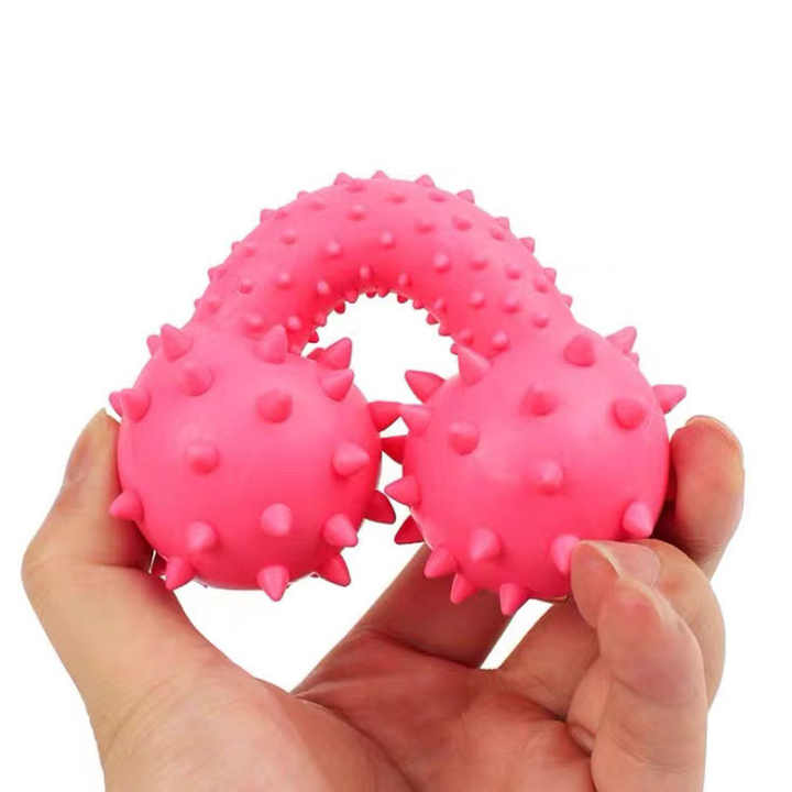 Wholesale TPR Pet Chew Toys Squeaky Barbell Dog Toys for Teeth Cleaning