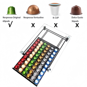 Kotak Penyimpanan Kapsul Nespresso Baru Kapasitas 60 dengan Tutup Kaca & Desain Laci untuk Mesin Kopi Rumah Seri Original - Product Image 3