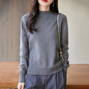 Suéter de Punto Grueso para Mujer, Cuello Alto, Manga Larga, Corte Holgado, Antipilling, Color Sólido, Otoño Invierno, Capa Base, 100% Algodón - Product Image 4