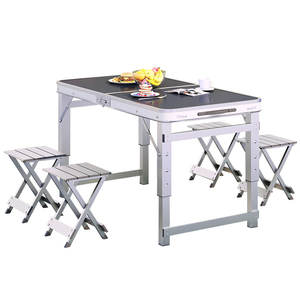 Ensemble <span class=keywords><strong>table</strong></span> et chaises pliantes portables en alliage d'aluminium, hauteur réglable, type boîte de rangement pour <span class=keywords><strong>camping</strong></span> et extérieur - Product Image 4