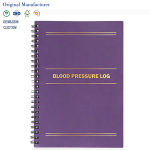 Livre de suivi de la tension artérielle en tissu violet foncé amélioré, reliure spirale PP, pour surveillance portable, vente en gros usine 2026-2027 - Product Image 1