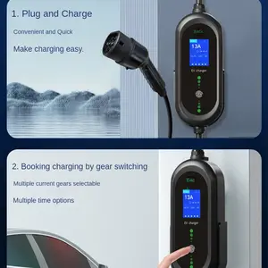 Type 2 11kw 3 Phase 380v 16a Leak Protection Fast Portable Ev Charger Electric Car Charging Station With Display Screen