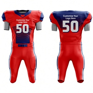 Uniforme de football américain pour hommes, maillot sans manches à col en V avec pantalon rembourré, tissu respirant en polyester anti-humidité - Product Image 3