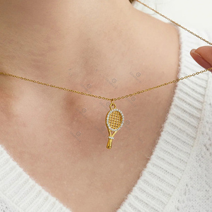 Collier avec pendentif en forme de raquette de tennis, chaîne en câble de 1,2 mm, logo personnalisé Lincy, nouvelle qualité de bijoux, bon prix - Product Image 4