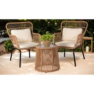 Modern Outdoor Wicker Furniture Bistro Set Rattan Chairs Conversation Sets Wicker Patio Furniture For Balcony Poolside Backyard