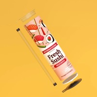 Boîte à sushi rose créative en forme de dessin animé, tube en papier kraft imprimé sur mesure, emballage alimentaire cylindrique avec compartiment transparent