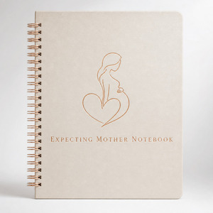 Carnet personnalisé pour future maman, reliure spirale, couverture crème, impression UV, journal de grossesse - Product Image 2