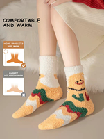Chaussettes de Noël personnalisées antidérapantes, chaudes, en peluche épaisse pour l'hiver, chaussettes de mollet, chaussettes d'intérieur