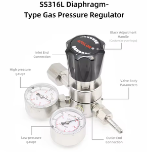 Manômetro de Pressão Faixa 3500*150PSI Regulador de Gás de Baixa Pressão para Nitrogênio/Hélio/Amoniaca/CO2/Argônio/Acetileno/Oxigênio - Product Image 3